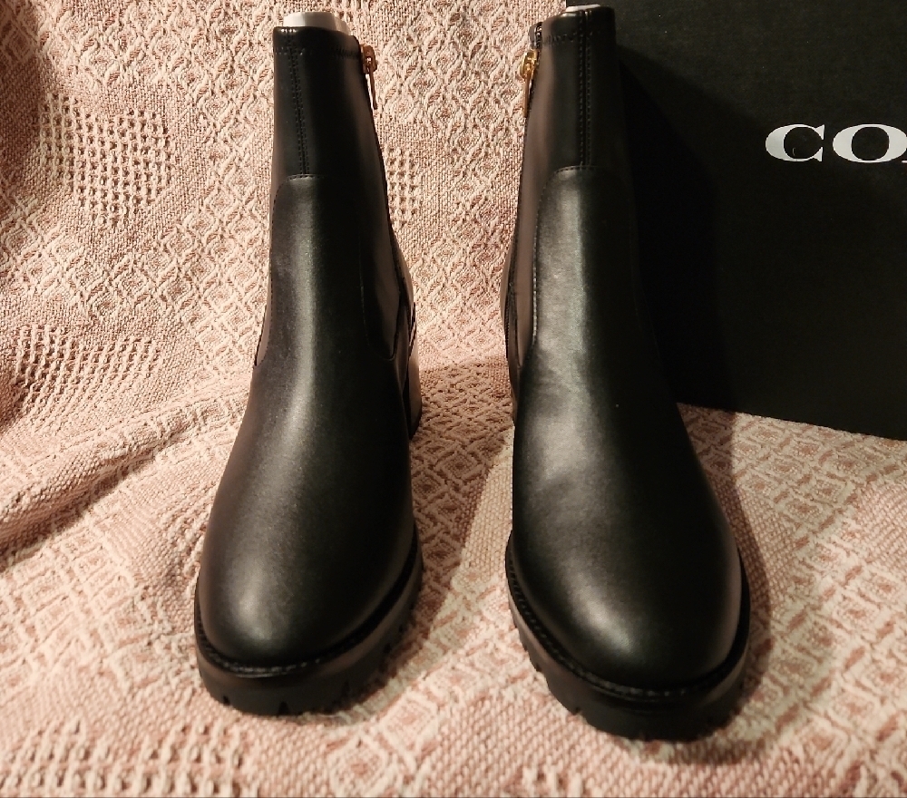Coach Joy Black Heeled Bootie Chunky Block Heel Women Size 11 - Picture 2 of 14